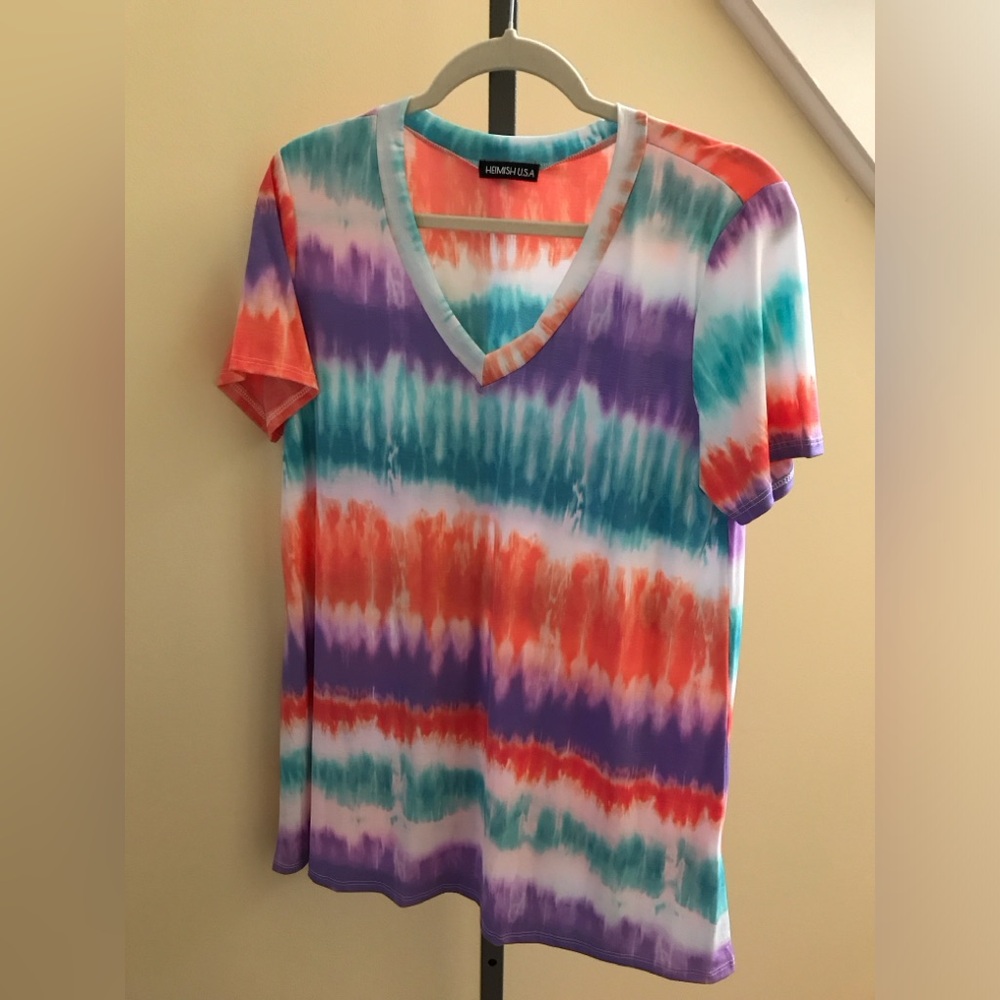 HEIMISH NWT Top Tie Dye Stripes Stretch Size Small - Large